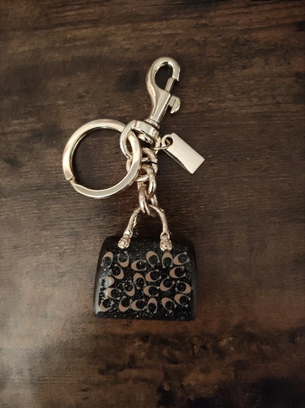 Gold and Black Handbag Keychain Charm - Women's Accessory